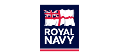 Red and white Royal Navy logo on a navy background.